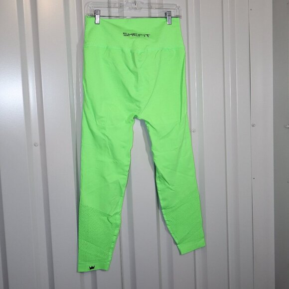 SHEFIT Womens Full Length Seamless Leggings Neon Green Size 2Luxe (18) 140025 - Picture 2 of 6
